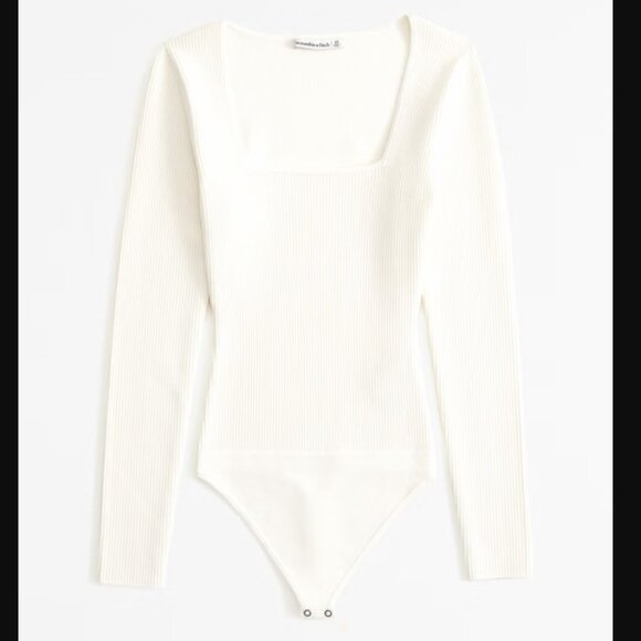 Abercrombie & Fitch Tops - NWT Abercrombie White Long Sleeve Ottoman Bodysuit XS